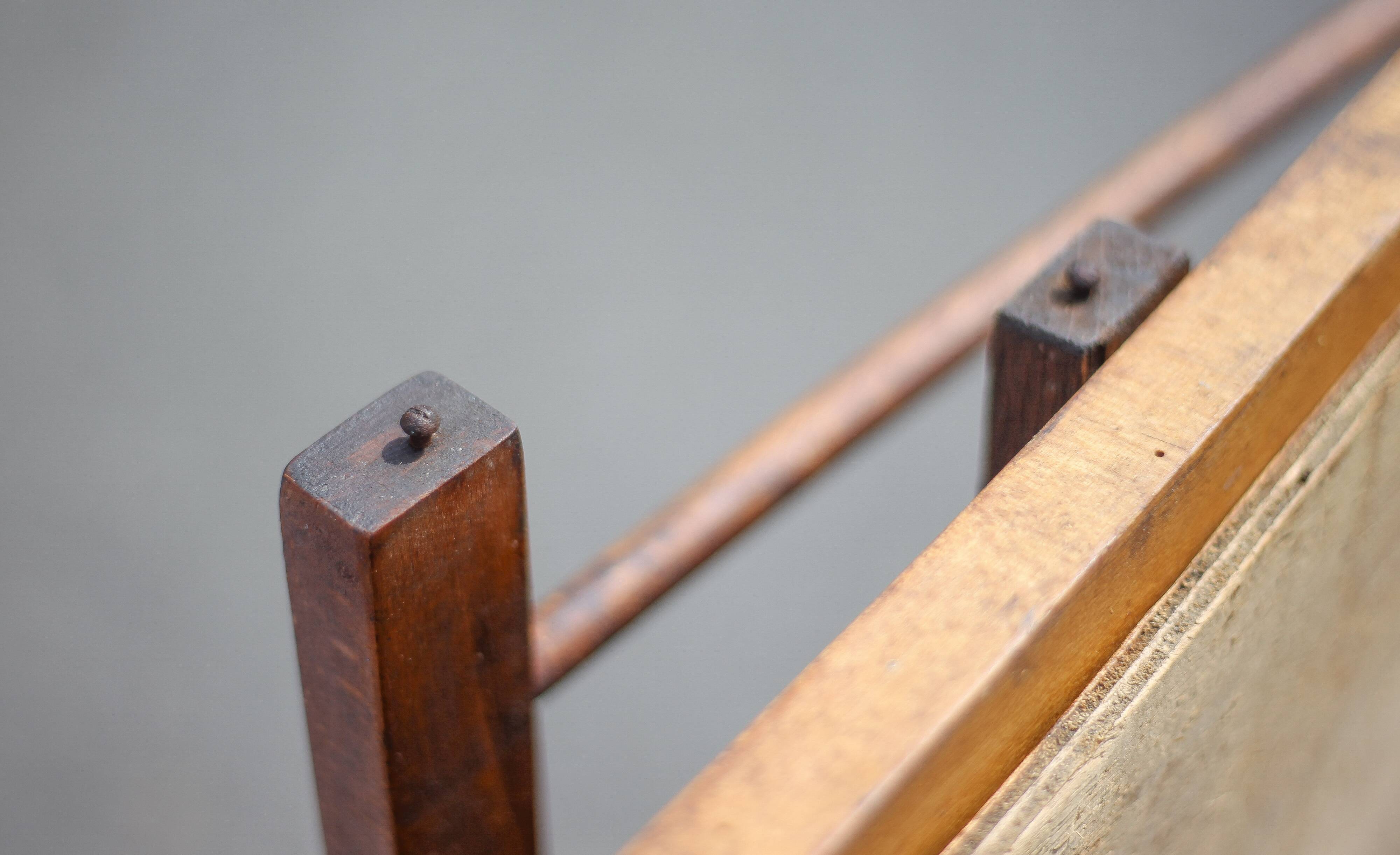 Folding wooden baby park on wheels, vintage park