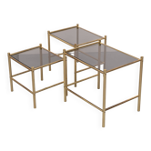 Brass nesting tables Hollywood Regency 1970s France