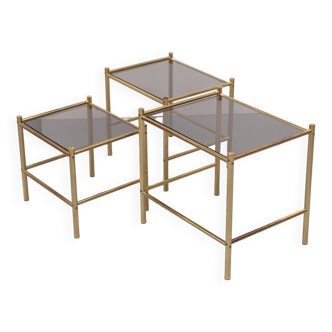 Brass nesting tables Hollywood Regency 1970s France