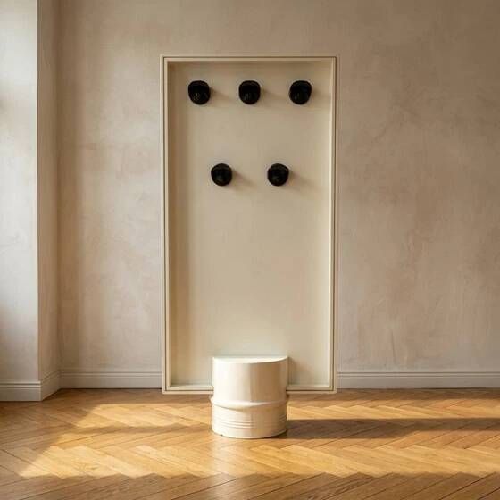 Mid-Century Modern Double-Sided Hall Stand with Mirror & Coat Hooks, 1960s, Europe