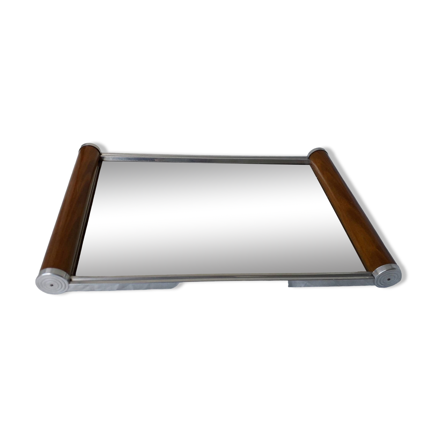 Mirror and wood tray