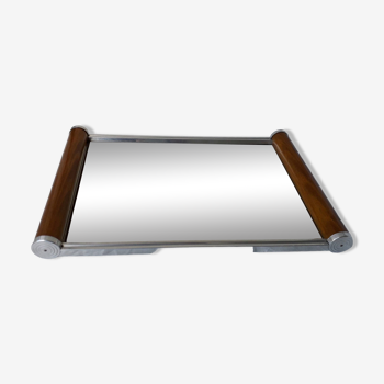 Mirror and wood tray