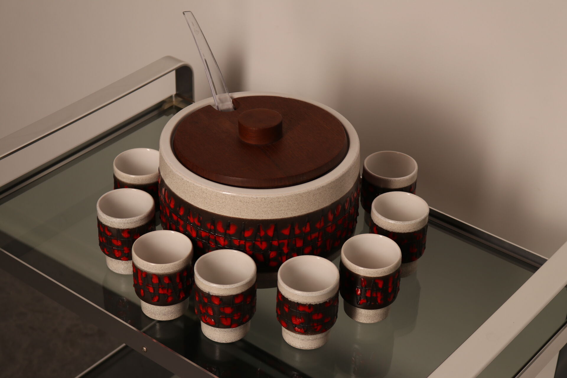 Punch set in ceramics - bowl & 11 cups - by Dümler & Breiden - Germany - 1960's