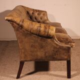 3-seater chesterfield in light olive green leather