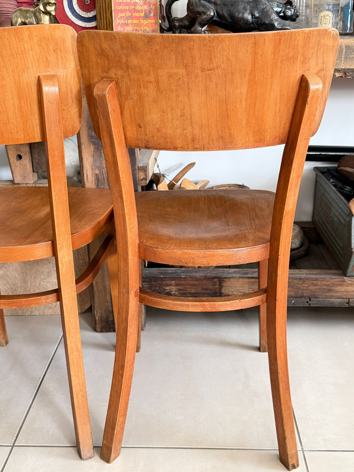 Set of 3 vintage Thonet bistro chairs