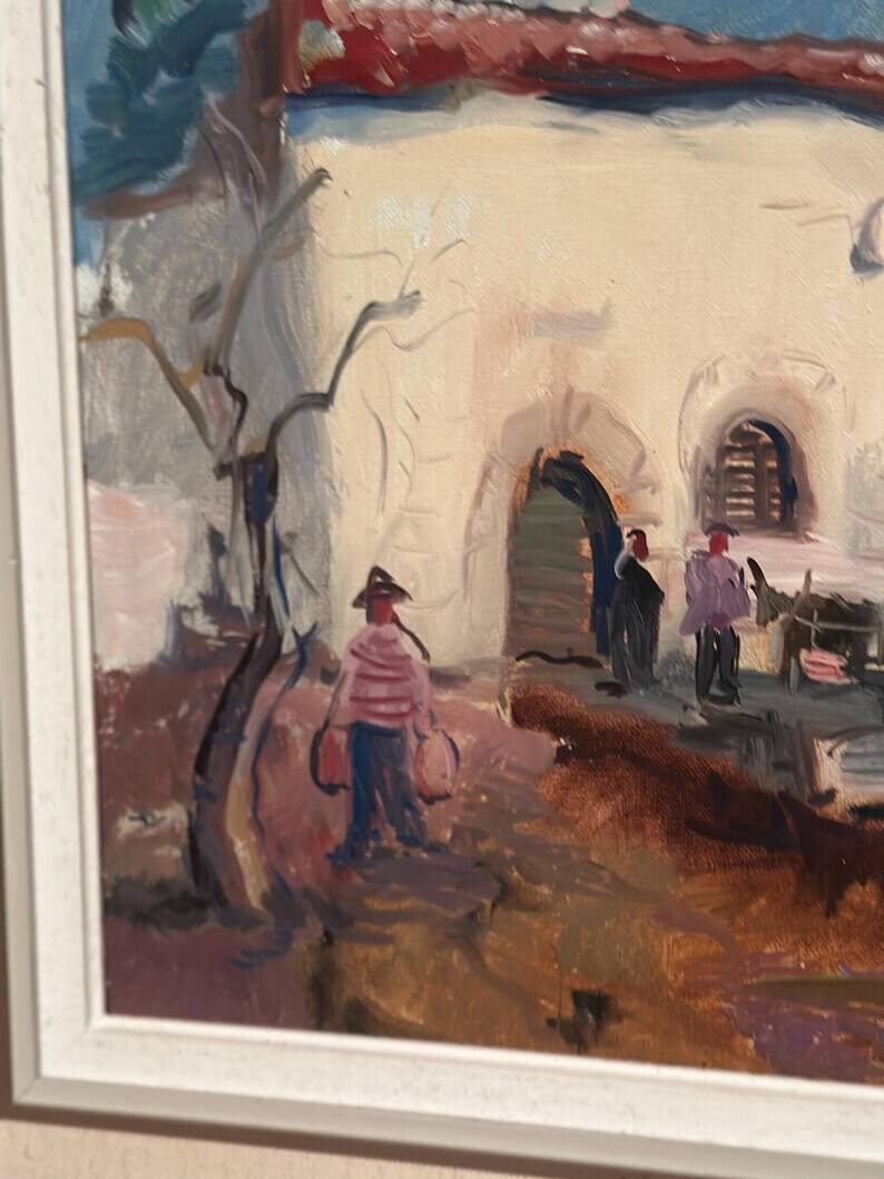 Original Swedish Oil on Canvas – “Mediterranean Scene” by Axel Hamborn – Signed – Vintage & Framed
