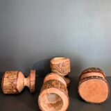 Brutalist egg cups in vintage raw solid wood