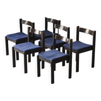 Ensemble de 6 chaises à repas, design belge, années 1970