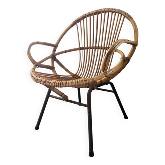 Rattan shell armchair from the 60s and 70s