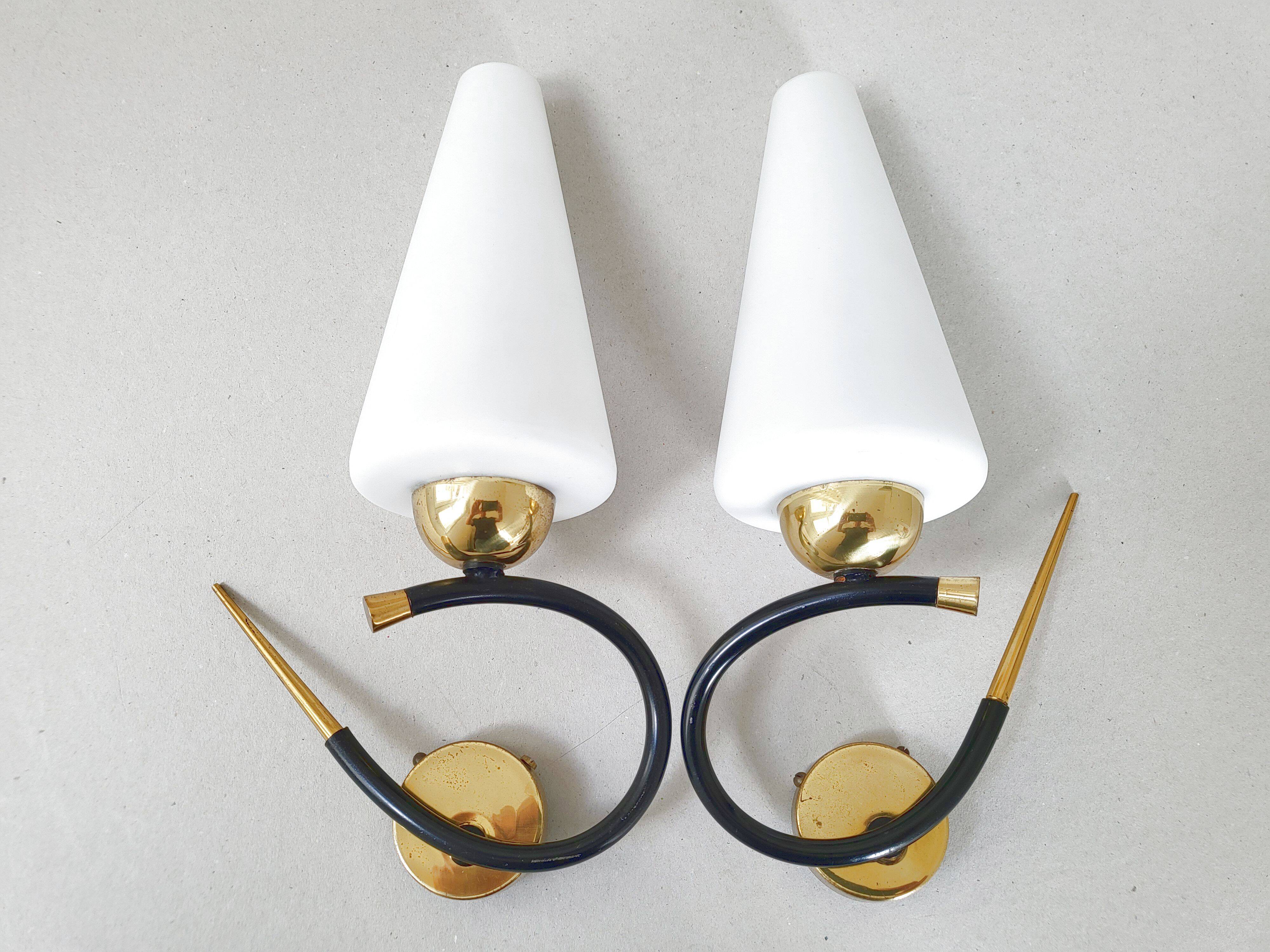 Pair of vintage Arlus wall lights 1950