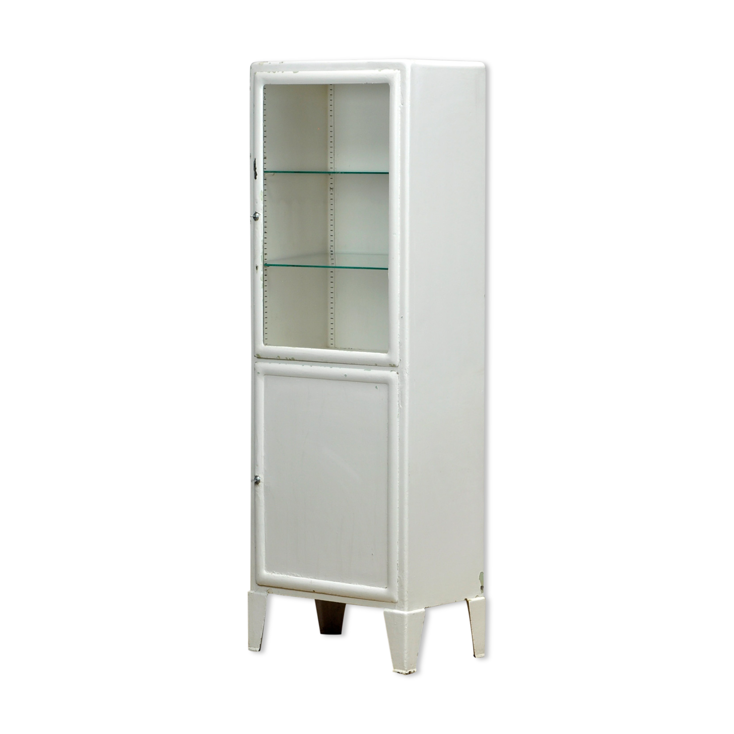 Cabinet médical vintage en fer et en verre, années 1950