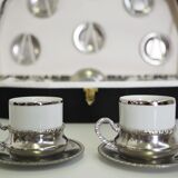 Silver and tin coffee set, 1970s, set of 25
