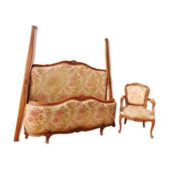 Louis XV style basket bed and its chair
