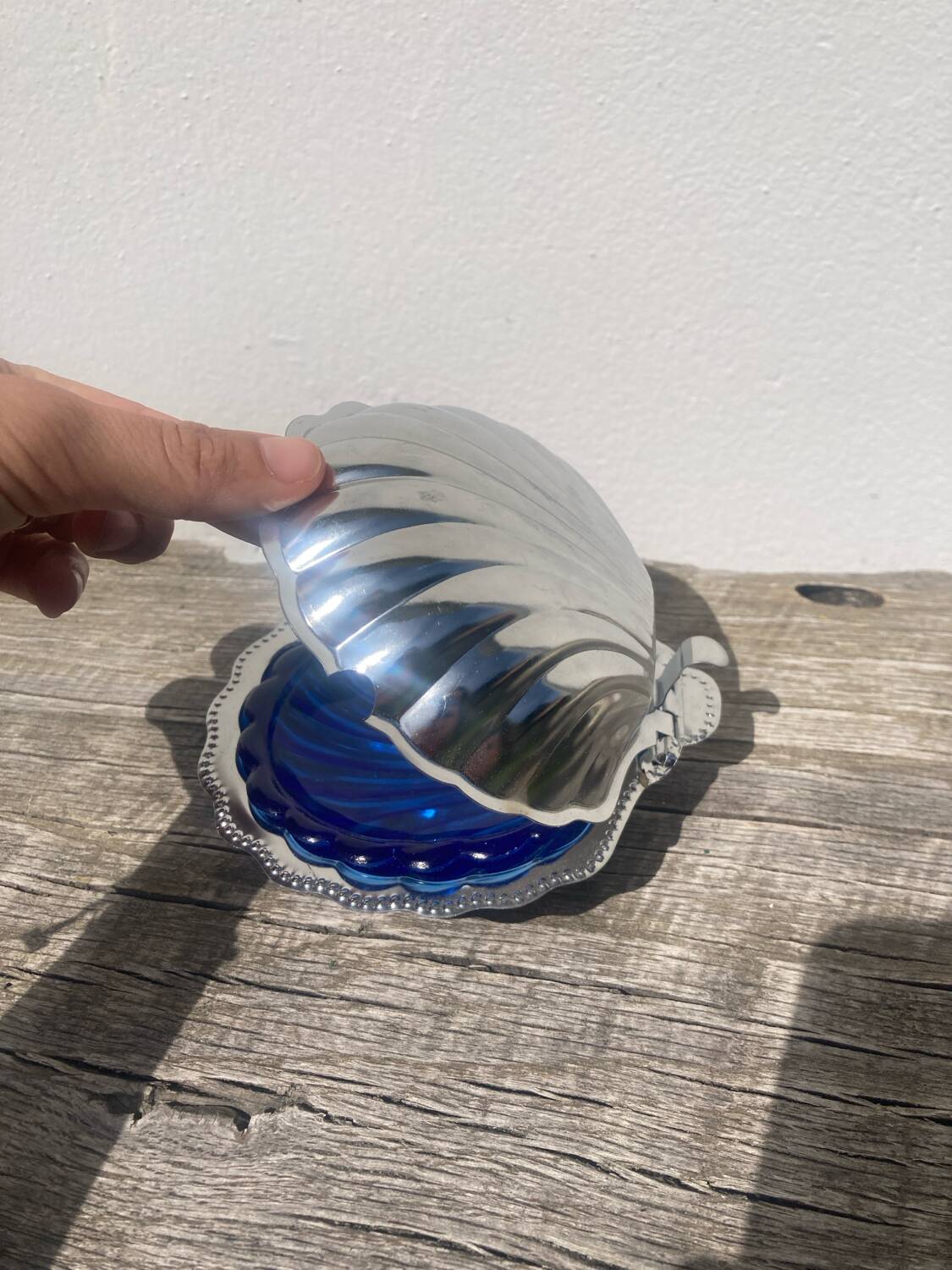 Silver plated butter dish shell 1950