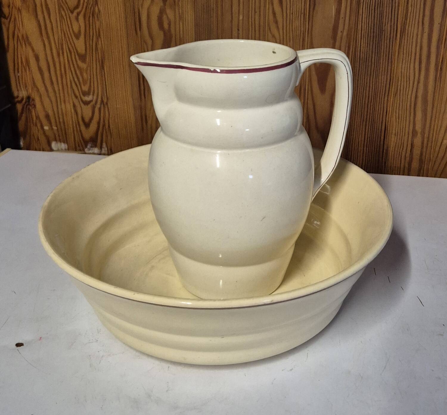 Longchamp France antique earthenware bowl and basin