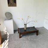 Table basse en chêne et ardoise 1950