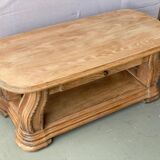 Art Deco coffee table in solid oak wood renovated double top