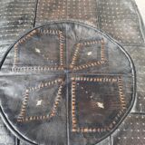 Vintage leather pouf