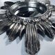 Wall Sun Mirror • Large Model • Carved Wood • Silver • 1960-70