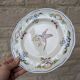 Vintage Longchamp plate handmade with bird and flower decoration, 25.5cm.