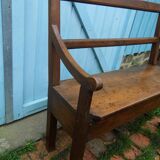Ancient chestnut bench with armrests, late 19th century