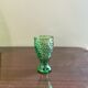 Vintage green bubble carafe and its 6 glasses.