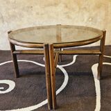 Bamboo and smoked glass coffee table 1970