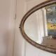 Vintage Bevelled Oval Wall Mirror Brass Wood Plastic