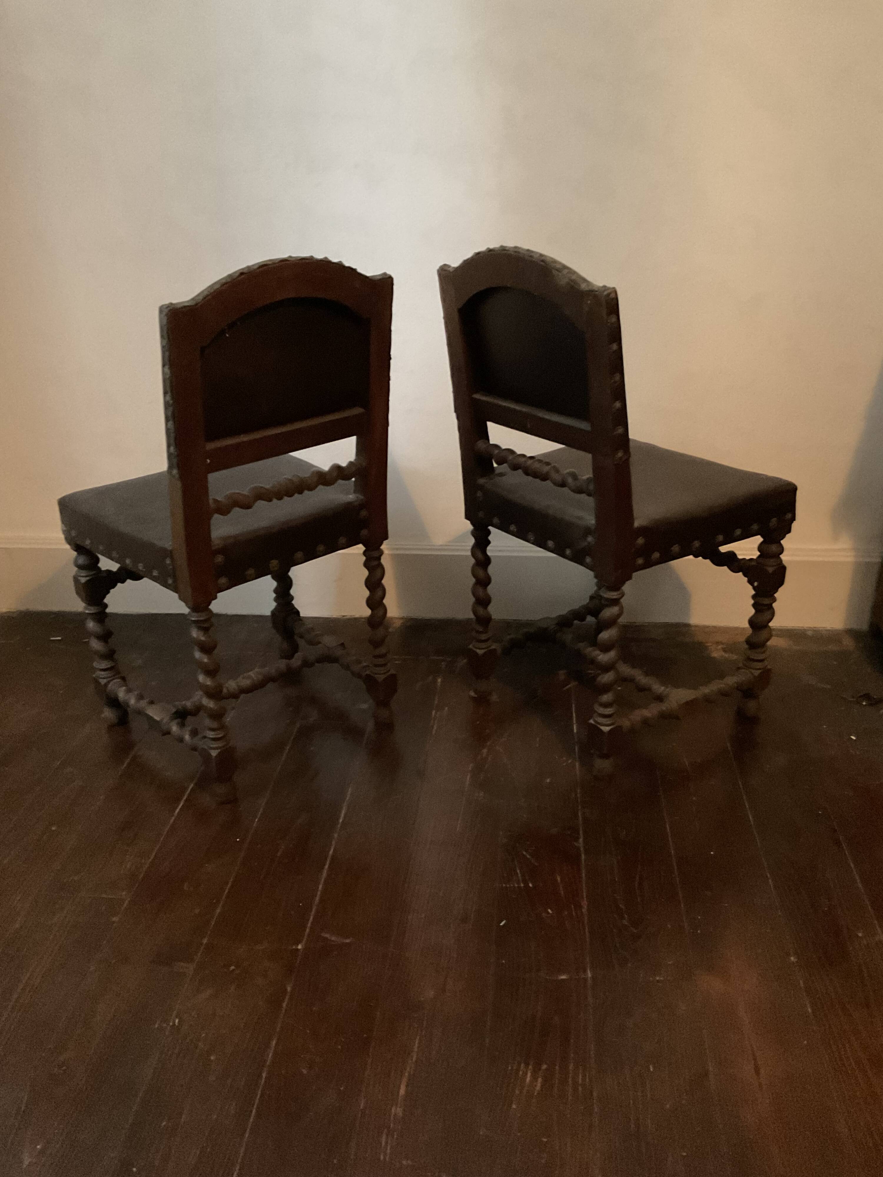 Pair of Louis XIII style oak chairs
