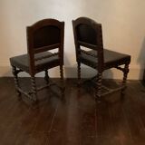 Pair of Louis XIII style oak chairs