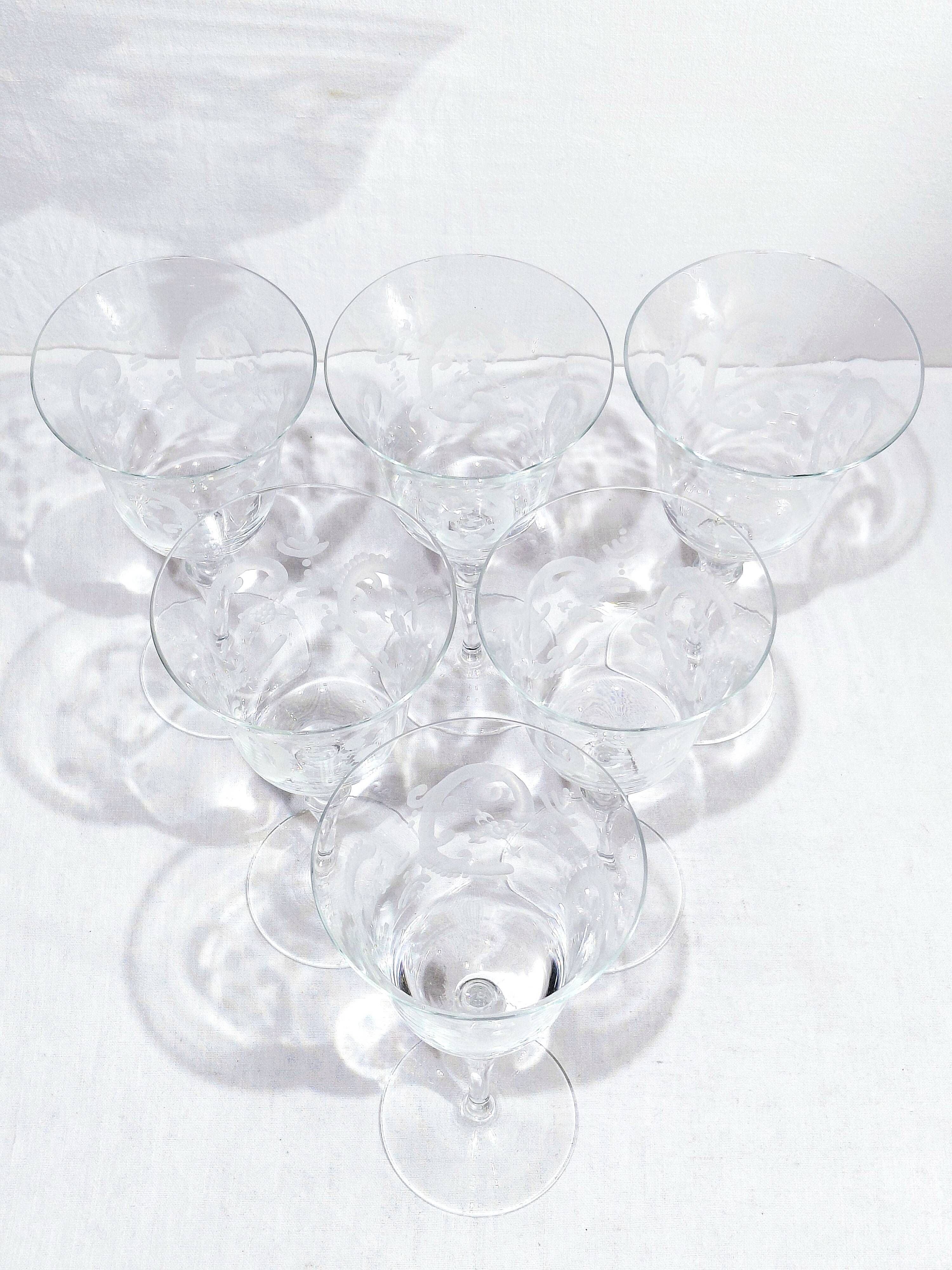 6 Monogrammed Wine Glasses C