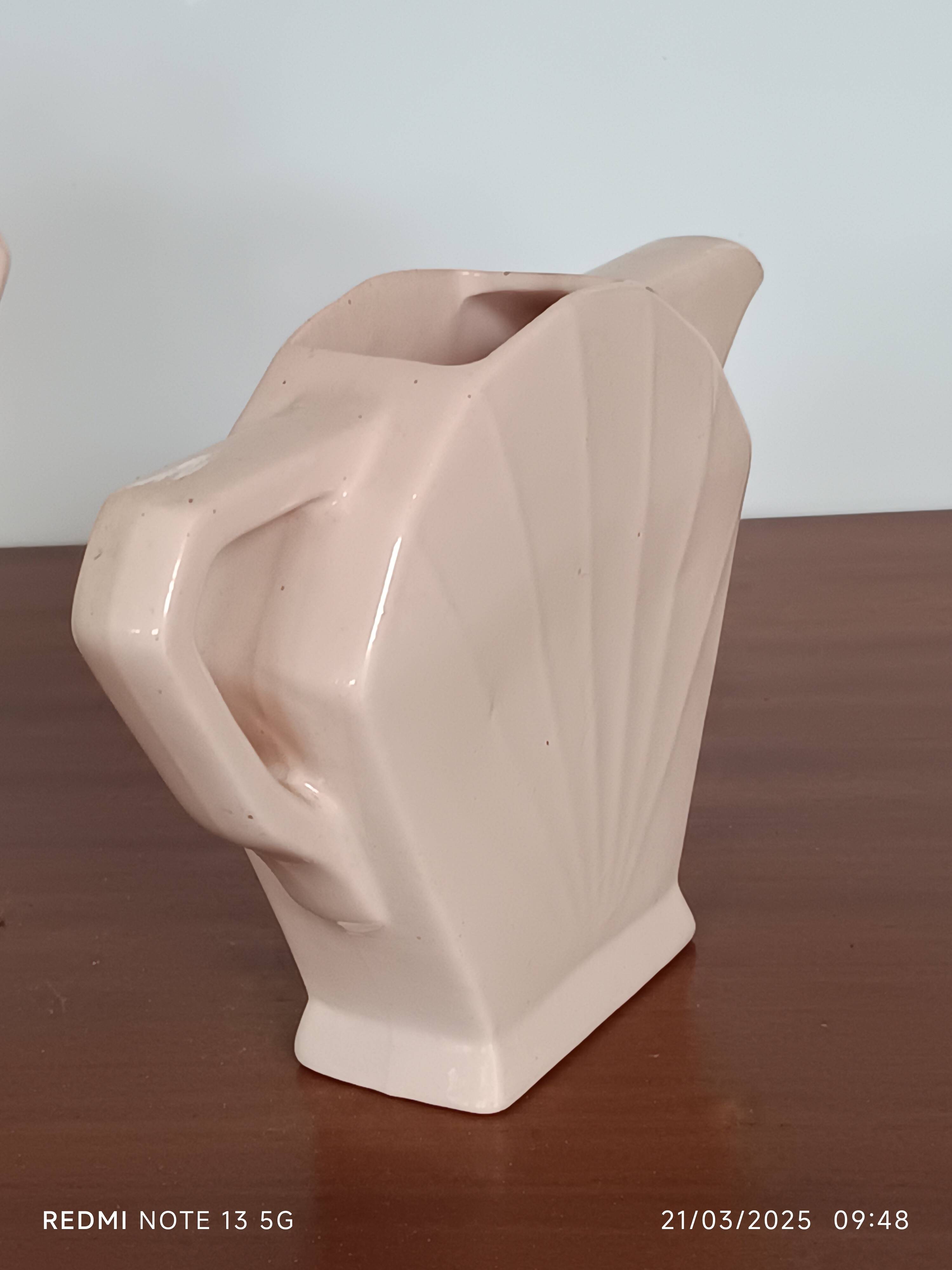 Saint Amand Art Deco earthenware creamer and sugar bowl