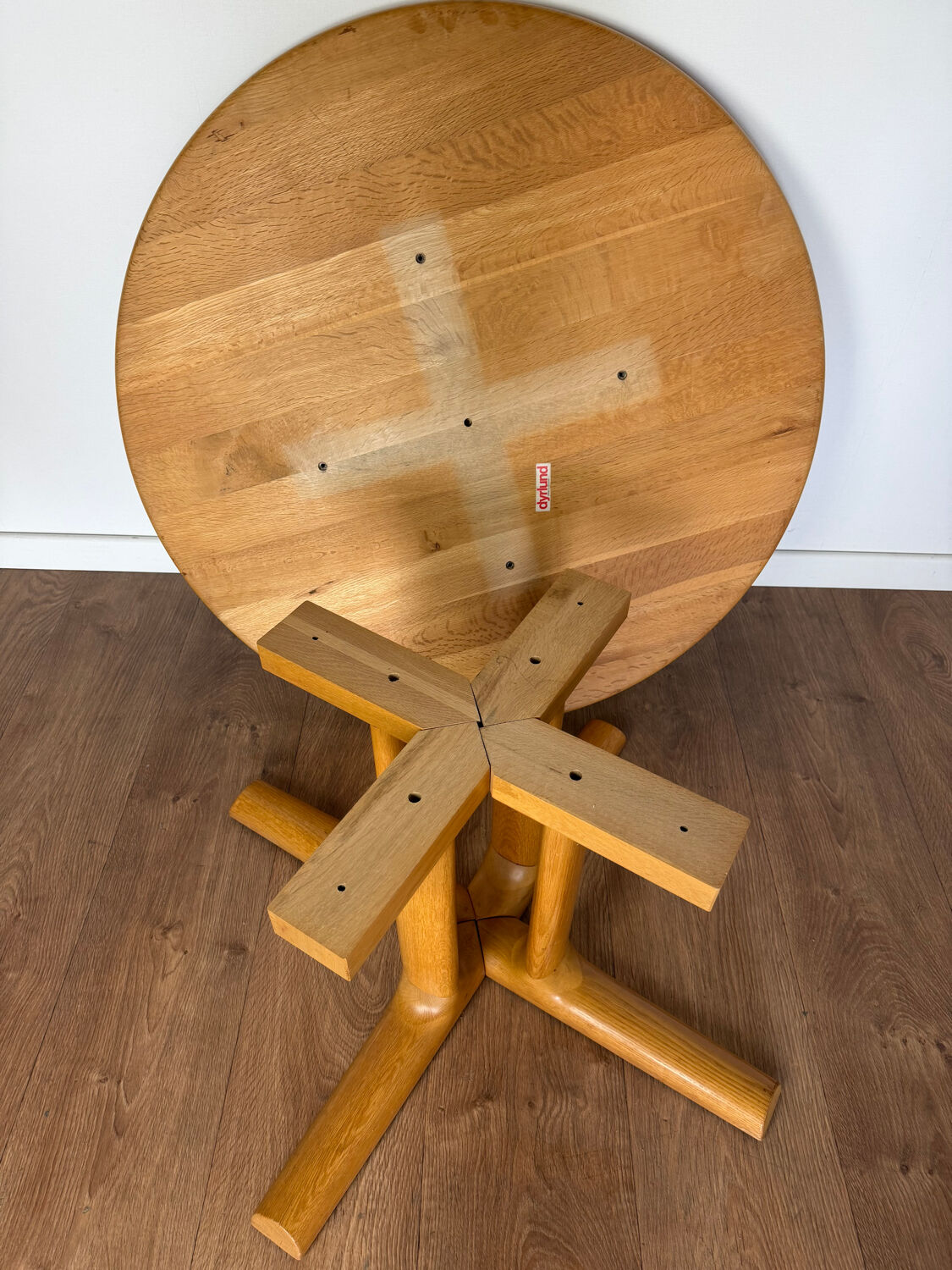 Scandinavian round coffee table in elm – Dyrlund, Denmark