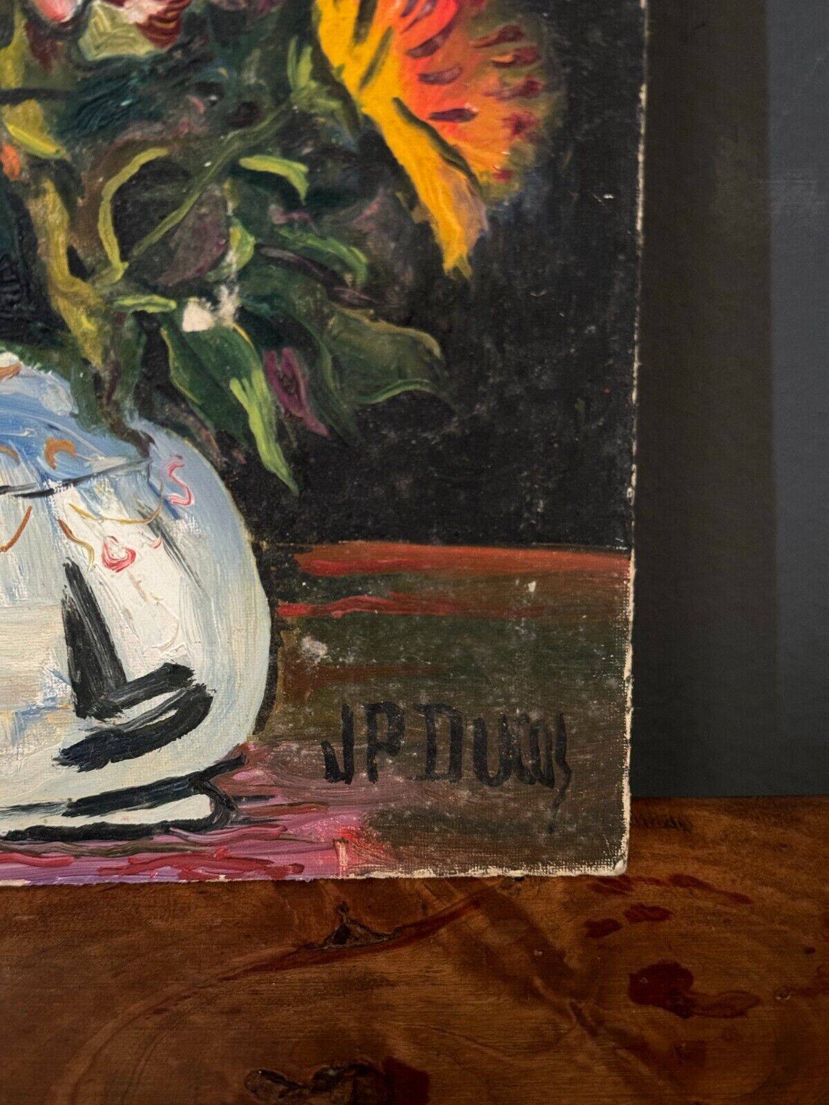 Oil on cardboard by J.-P. Ducos still life 1960