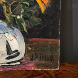 Oil on cardboard by J.-P. Ducos still life 1960
