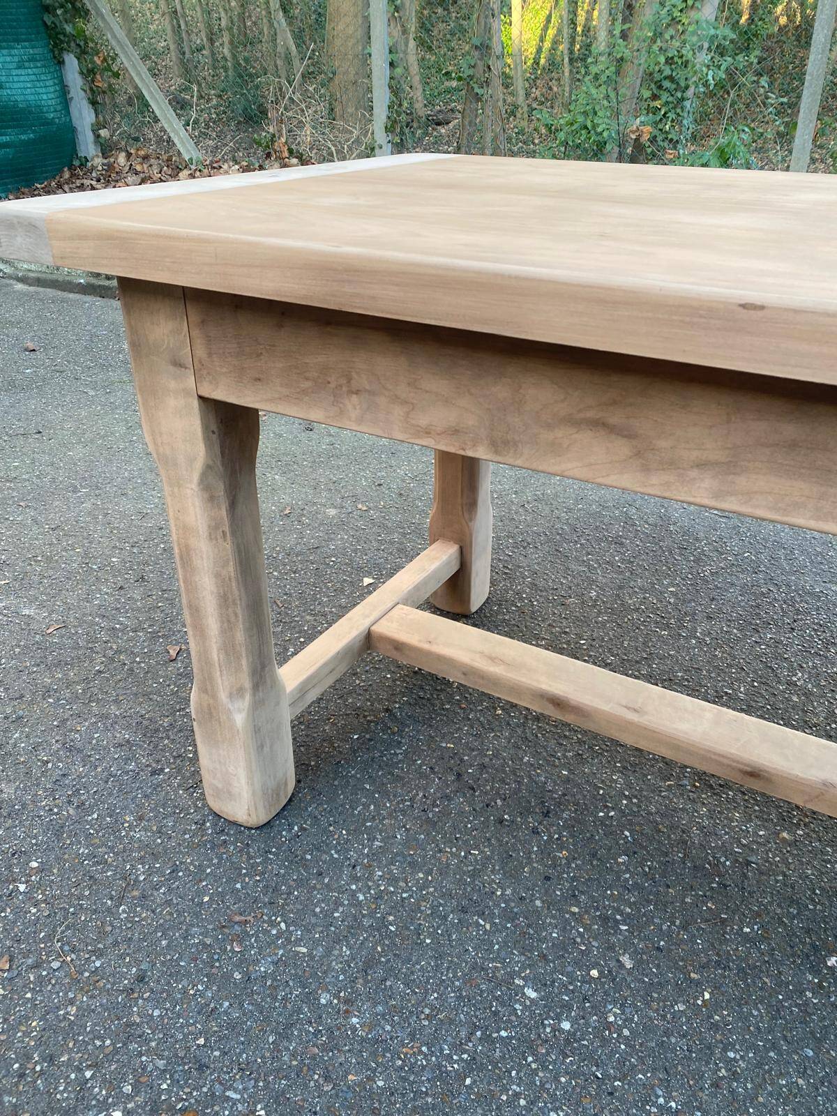 Renovated 20th-century farmhouse dining table with drawer, 200cm.