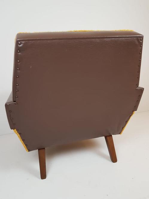 Armchair in ochre yellow and brown skai teddy fabric