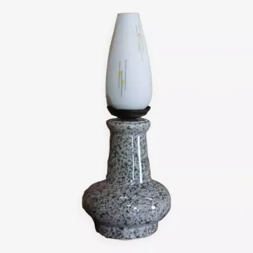 Lampe en céramique et opaline années 50
