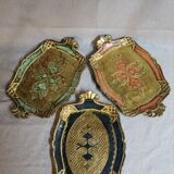 Lot of 3 vintage Florentine trays made of gilded wood