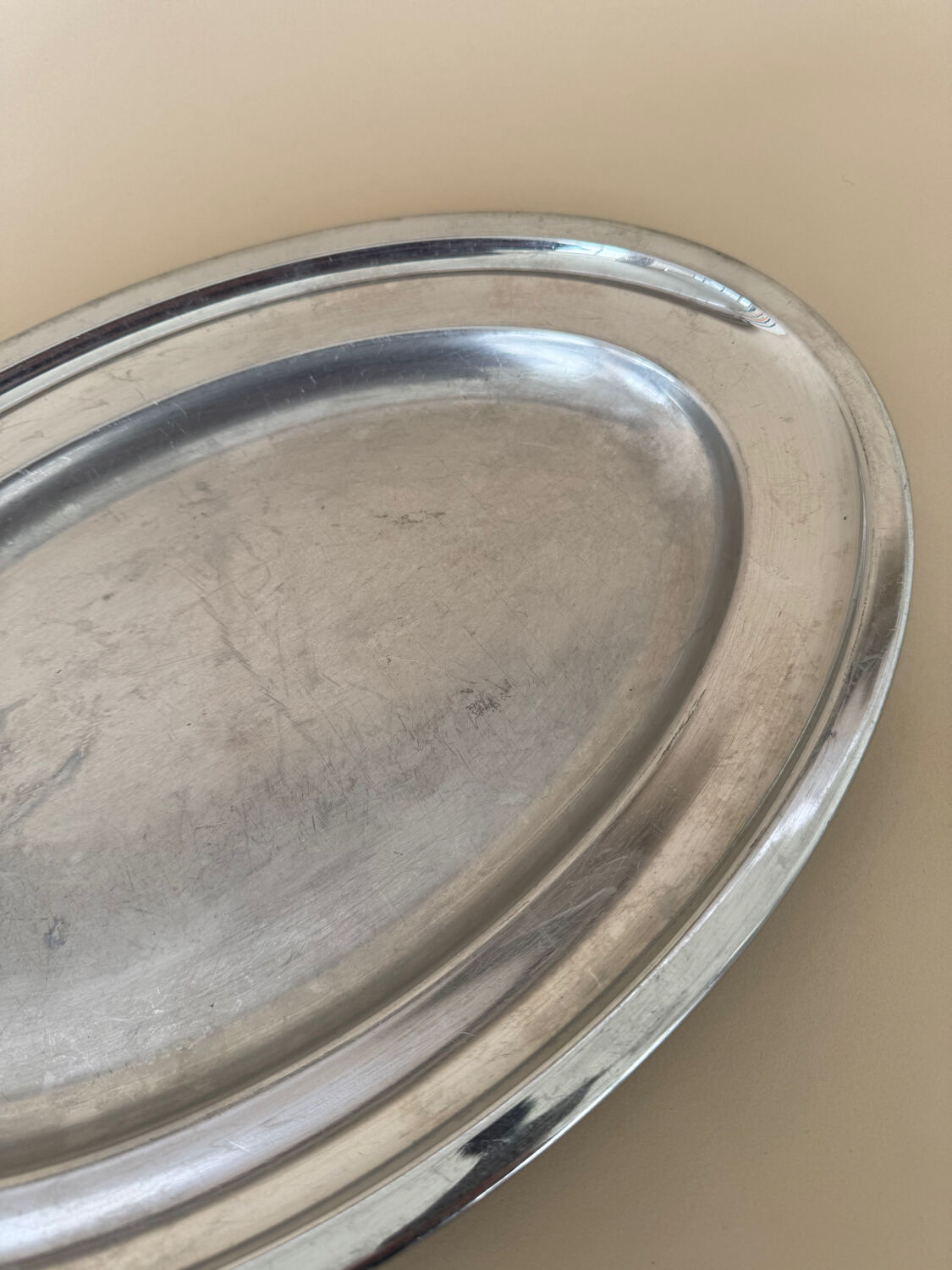 Vintage stainless steel serving tray: