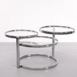 Milo Baughman Style Chrome Swivel Coffee Table 1970s