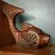 Pair of hand-carved art-deco fish bookends - 30s