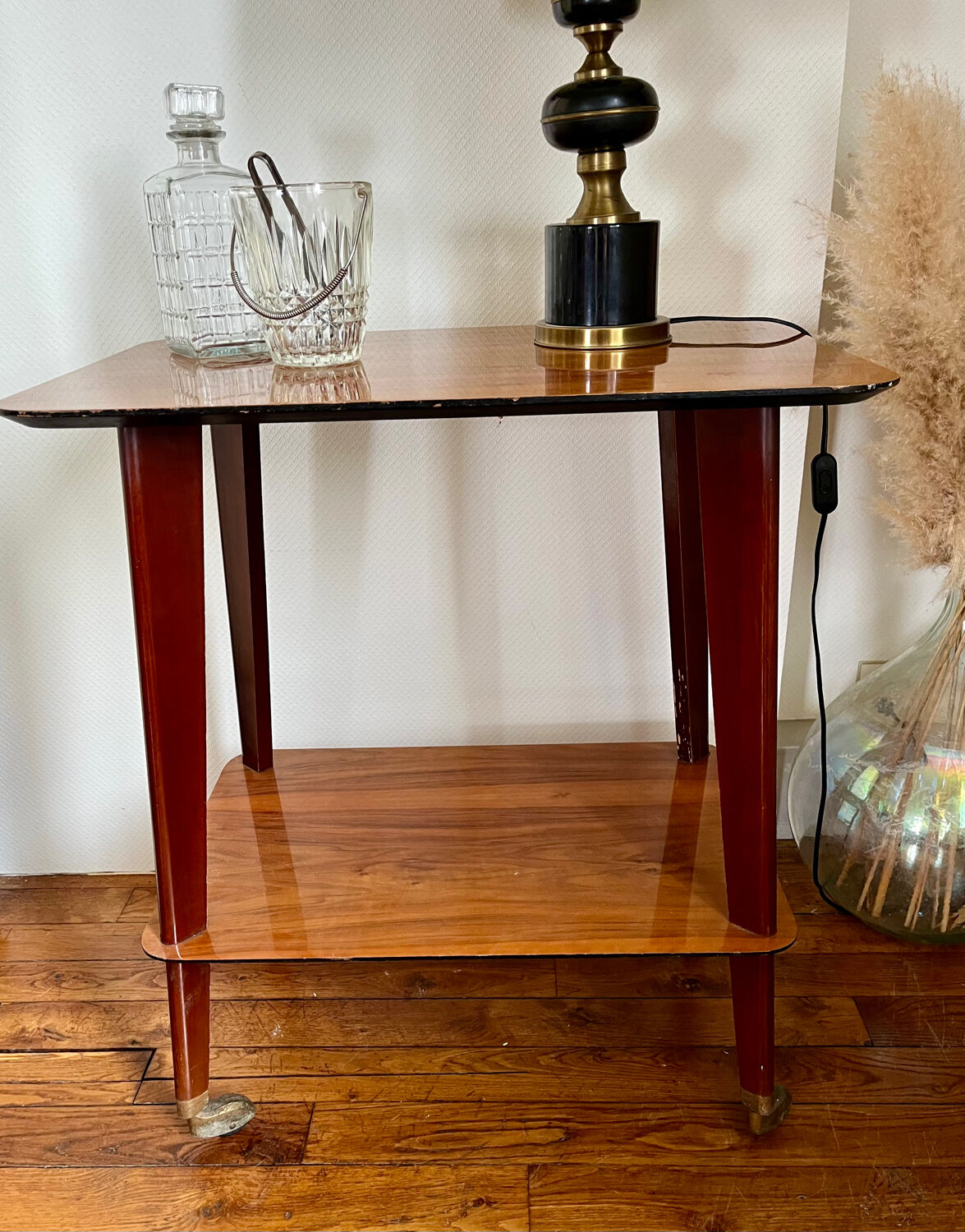 Vintage compass foot serving table 1950