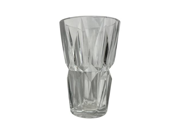 Saint Louis, vase en cristal tronconique signé vers 1950