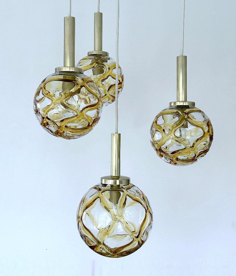 Suspension en verre vintage de Doria, années 1970.