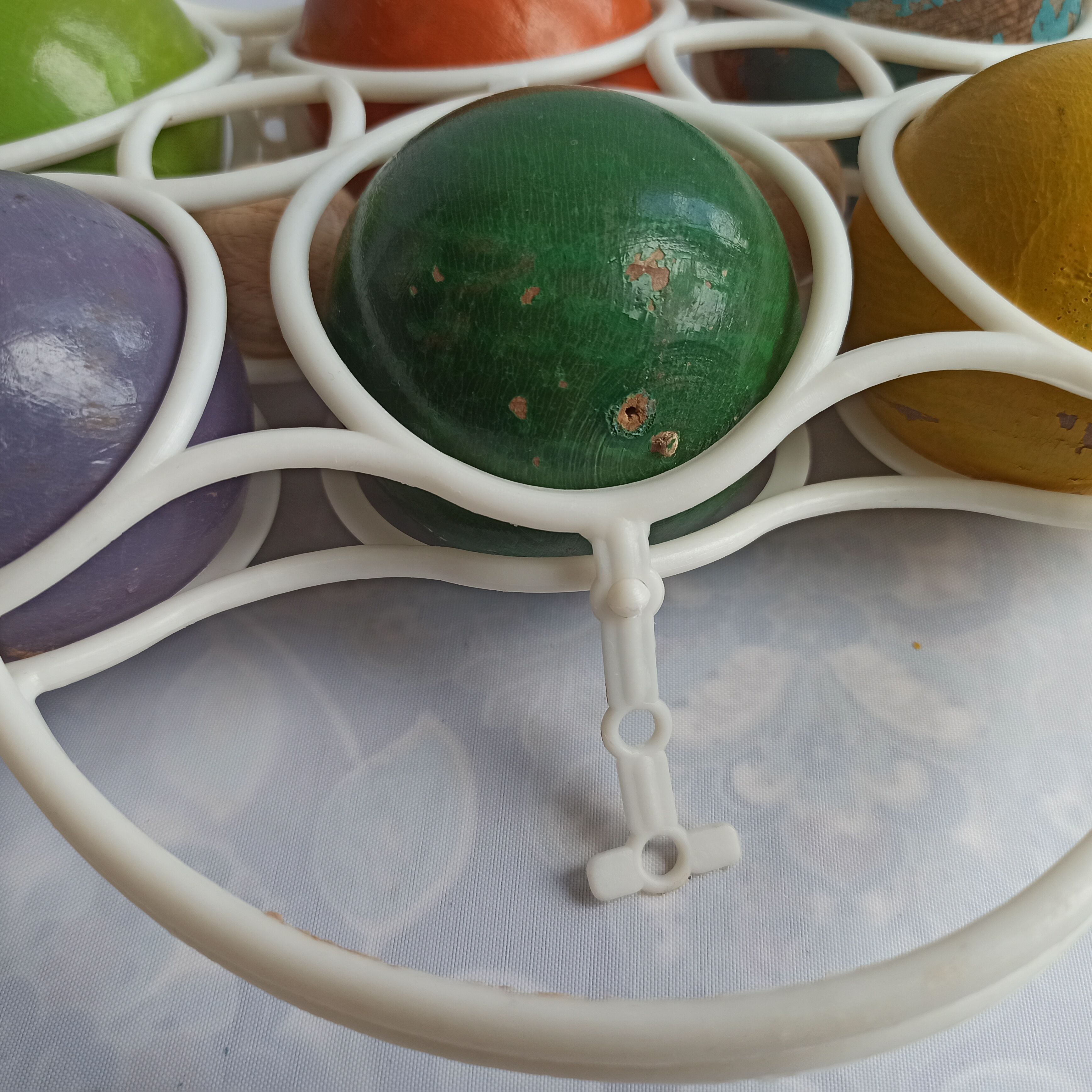 Vintage Jura multicoloured wooden petanque