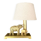 Brass desk lamp "Elephant and its calf", circa 1900
