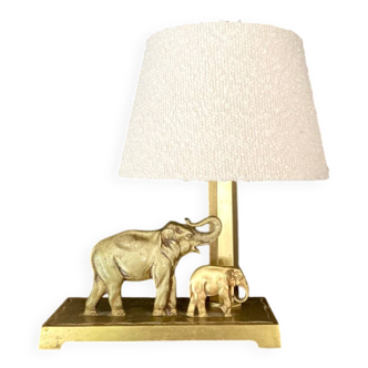 Brass desk lamp "Elephant and its calf", circa 1900