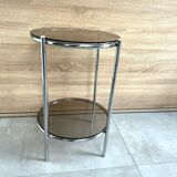 Round console 1970 chrome tube and smoked glass perfect condition