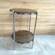 Round console 1970 chrome tube and smoked glass perfect condition